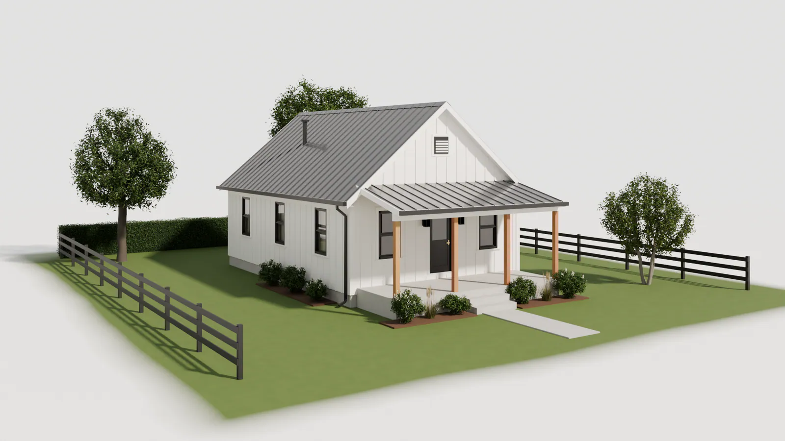Sample render: a small one-story house